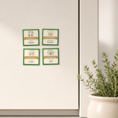 Launch 4-pack (Veld): All 4 on a cream enamel door next to a herb pot